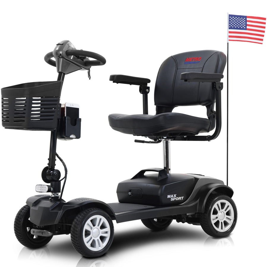 Electric Mobility Scooter, Outdoor Compact Motorized Scooter with 2 in 1 Cup & Phone Holder, Heavy Duty Power Scooter for Seniors, Easy Assembly, 300lbs, Grey, SS1948