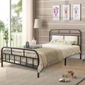 Classic Metal Platform Queen Bed Frame with Strong Metal Slats Support, Mattress Foundation with Headboard/Footboard/Under Bed Storage, No Box Spring Needed, Queen Size, Black
