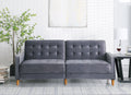 Armrest, Modern Light Grey Convertible Futon Sofa Bed Recliner Couch with Wood Legs, Living Room Furniture Sofa for Small Spaces, L5199