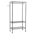 Portable Clothes Rack, Heavy Duty Hanging Garment Rack with Wheels and Side Hooks, 3 Shelves Wire Shelving Rack With Hanger Rods, Freestanding Closet Wardrobe Rack for Home Bedroom