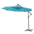 Solar Umbrellas, SEGMART 10FT Patio Umbrella with 32 LED Lights, Cantilever Outdoor Umbrella with Crank, Cross Base, Market Umbrella, Backyard Offset Umbrella for Garden, Lawn, Yard, L6089