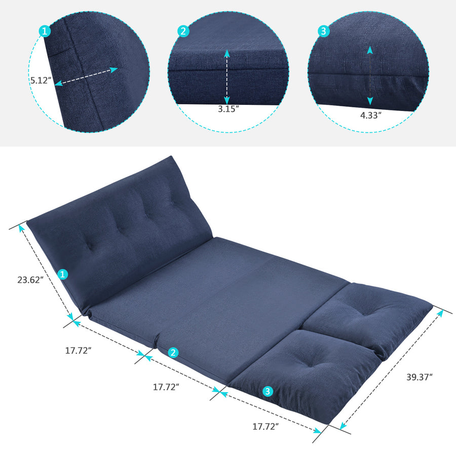 Floor Sofa Bed, Foldable Double Chaise Lounge Sofa Chair with Two Pillows, Adjustable Floor Couch and Sofa for Living Room and Bedroom, Lazy Sofa Floor Chair for Gaming, Sleeper and Reading, L2791