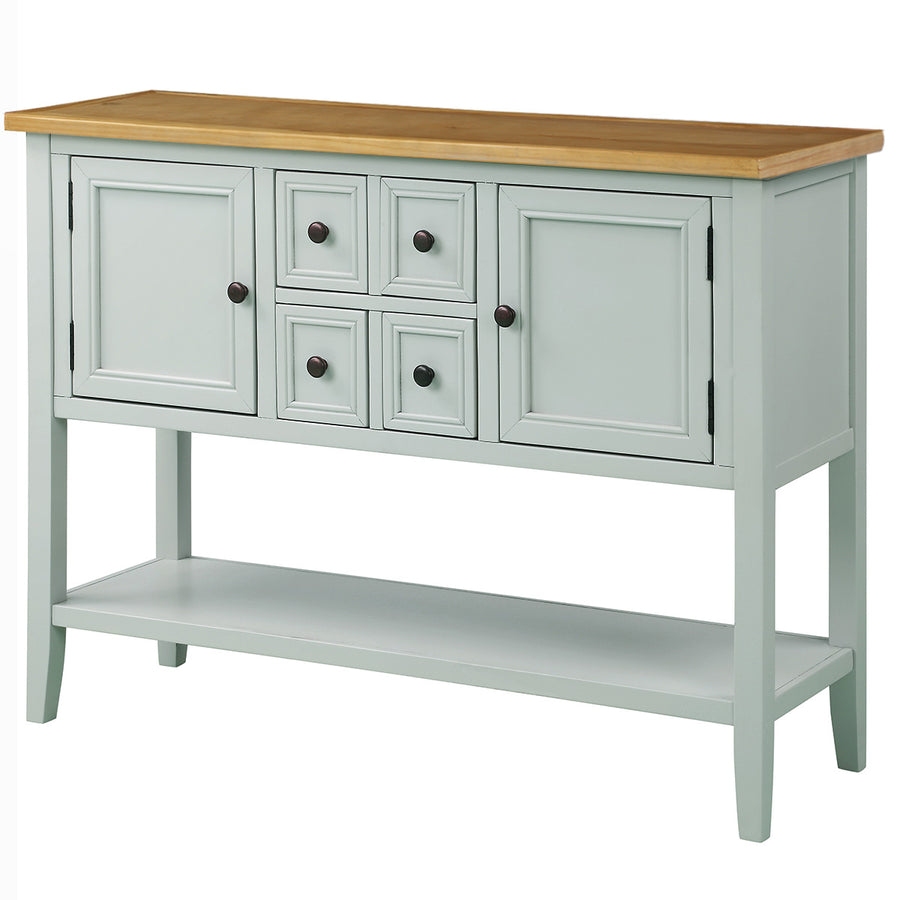 Segmart Console Table with 4 Storage Drawers, Wood Buffet Sideboard Desk with 2 Cabinets and Bottom Shelf, S5262