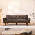Square Arm Sleeper, Plush Futon Couches Furniture for Living Room, Upholstery Loveseats Recliner Sofa with, Convertible Sofa with 5 Legs, Adjustable Back Twin Size Sofa, Brown, SS388