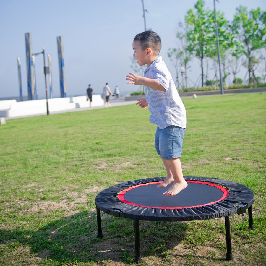 Indoor Trampoline for Child, Foldble Mini Trampoline with Removable and Adjustable Bracelet and Safety Pad, Safety Spring Cover Padding, No-Spring Band Rebounder, Kid's Activity Center for Jump, S7848