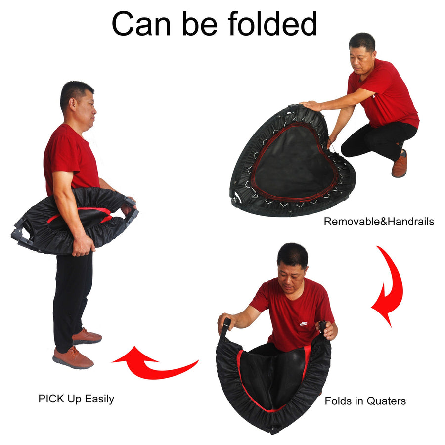 Indoor Trampoline for Child, Foldble Mini Trampoline with Removable and Adjustable Bracelet and Safety Pad, Safety Spring Cover Padding, No-Spring Band Rebounder, Kid's Activity Center for Jump, S7848