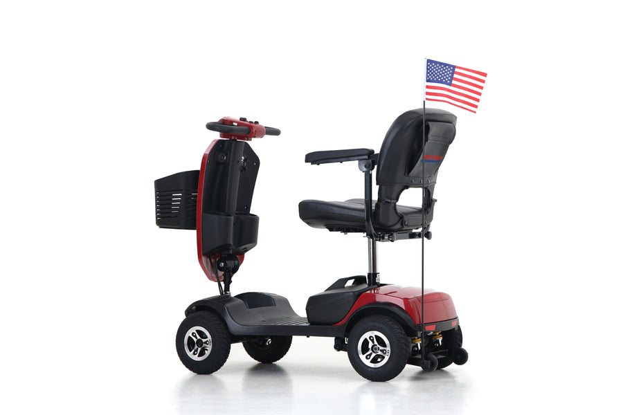 Segmart Mobility Scooter for Seniors, 20''W Armrest, Windshield, Rear Suspension, Front Rear Light, Cup Holder, USB Charging Port, Gift Flag, 300lbs, Red