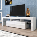 Segmart High Gloss TV Stand for 70 inch TV, Modern White LED TV Stand Entertainment Center for Living Room, Storage Drawers nd Open Shelves, Television Stands Cabinet Desk Console Table, S9784