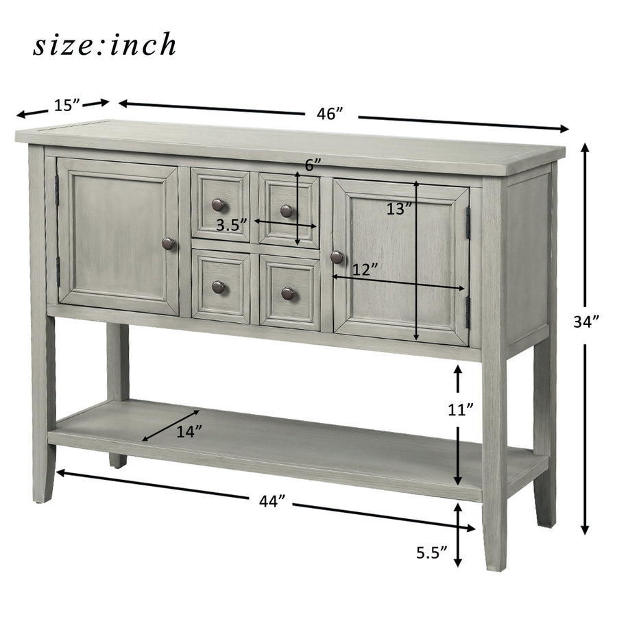 Segmart Console Table with 4 Storage Drawers, Wood Buffet Sideboard Desk with 2 Cabinets and Bottom Shelf, S5262