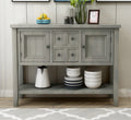 Segmart Console Table with 4 Storage Drawers, Wood Buffet Sideboard Desk with 2 Cabinets and Bottom Shelf, S5262