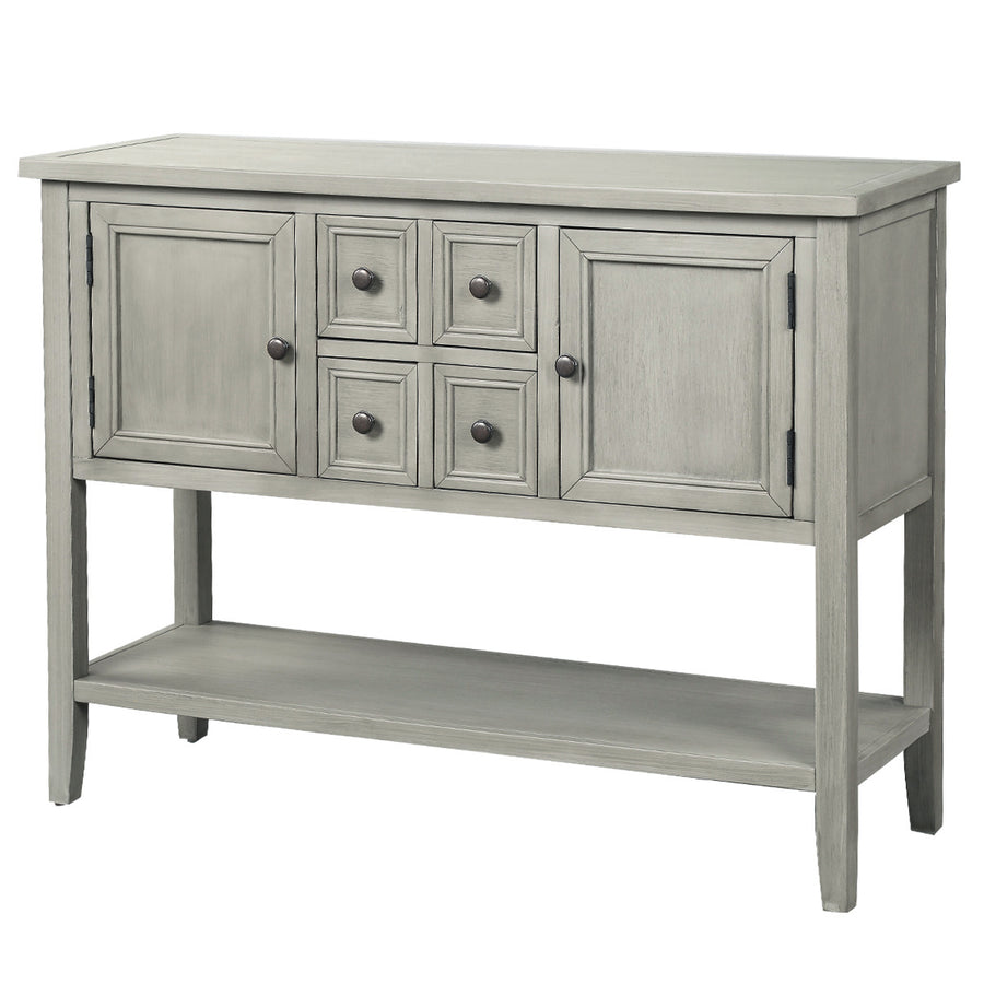Segmart Console Table with 4 Storage Drawers, Wood Buffet Sideboard Desk with 2 Cabinets and Bottom Shelf, S5262