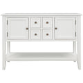 Wood Buffet Sideboard, Console Table with 4 Storage Drawers, Wood Buffet Sideboard Desk with 2 Cabinets and Bottom Shelf, Retro Tall Console Table Entryway Table Accent Table for Entryway, SS1548