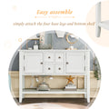 Wood Buffet Sideboard, Console Table with 4 Storage Drawers, Wood Buffet Sideboard Desk with 2 Cabinets and Bottom Shelf, Retro Tall Console Table Entryway Table Accent Table for Entryway, SS1548