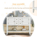 Buffet Sideboard TV Stand with 4 Drawers, 46'' x 15'' x 34'' Wood Buffet Sideboard Desk with 2 Cabinets and Bottom Shelf, Retro Tall Entryway Table w/ MDF panel for Kitchen Dining Room Cupboard, SS492