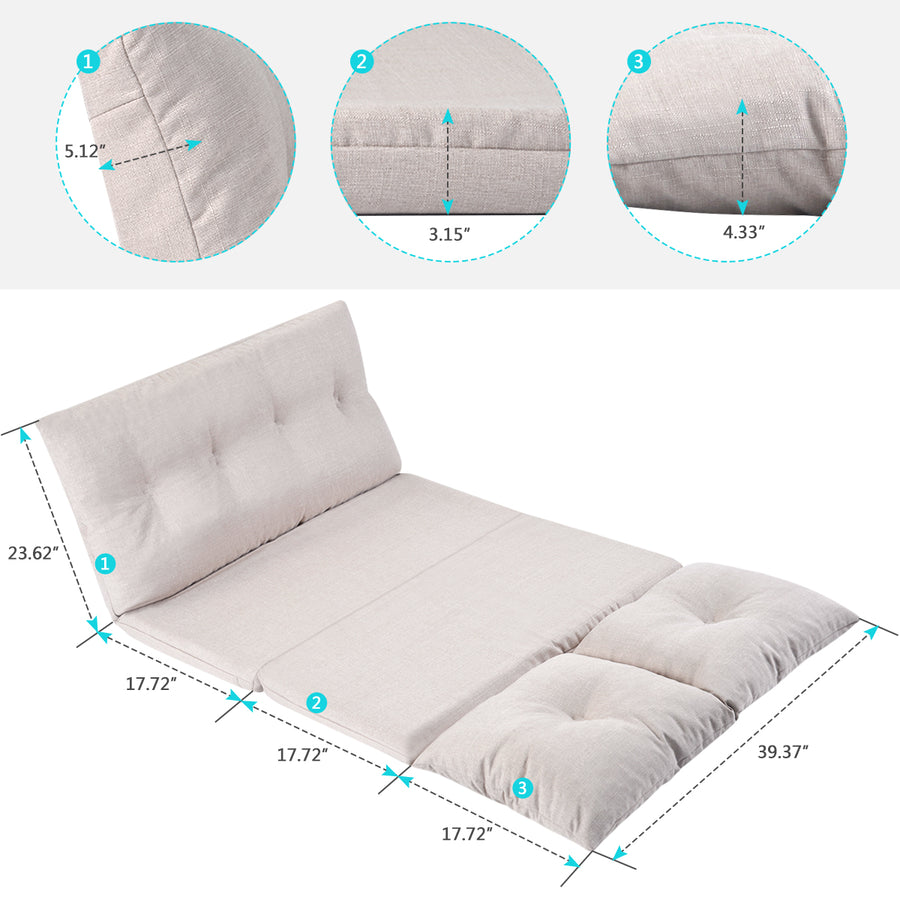 Floor Sofa Bed, Foldable Double Chaise Lounge Sofa Chair with Two Pillows, Adjustable Floor Couch and Sofa for Living Room and Bedroom, Lazy Sofa Floor Chair for Gaming, Sleeper and Reading, L2791