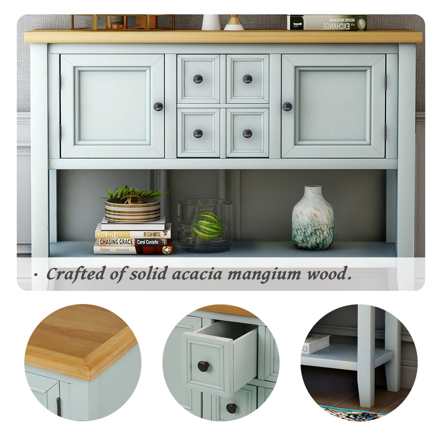 Parsons Console Table with 4 Storage Drawers, 46''x15''x34'' Wood Buffet Sideboard Desk with 2 Cabinets and Bottom Shelf, Retro Tall Console Table Entryway Table Accent Table for Entryway, S52830