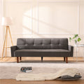 Square Arm Sofa Bed, Modern Sleeper Couches and Sofas with Wood Legs, Linen Plush Futon Loveseats Sofa for Living Room, Livingroom Sofa for Small Space, Apartment, Grey, SS387