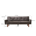 Square Arm Sofa Bed, Modern Sleeper Couches and Sofas with Wood Legs, Linen Plush Futon Loveseats Sofa for Living Room, Livingroom Sofa for Small Space, Apartment, Grey, SS387
