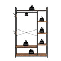 70" Heavy Duty Freestanding Metal Clothes Rack with Wood Shelves, Rustic Wardrobe Closet Organizer with Shoe Shelves, Garment Rack for Clothing Storage