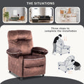 Home Recliner Chair with Remote Control for Living Room, Single Velvet Ergonomic Recliner Chair with Cup Holders, for Home Theater Seating Living Room Lounge Chaise, Brown, S12561