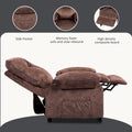 Home Recliner Chair with Remote Control for Living Room, Single Velvet Ergonomic Recliner Chair with Cup Holders, for Home Theater Seating Living Room Lounge Chaise, Brown, S12561