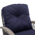 3PCS Outdoor Patio Furniture Rocking Chair Sets, Outdoor Poolside Bistro Chair Conversation Set w/ Table, 2 Rocking Chair, Removable Cushions, 275lbs, Navy, SS305
