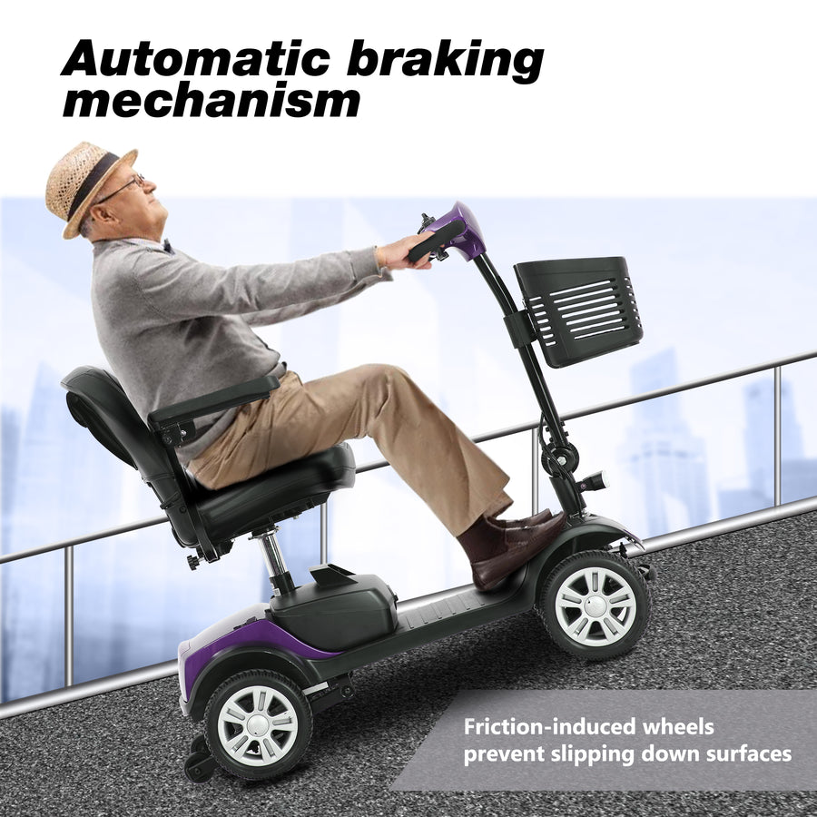 Compact Mobility Scooters for Senior, SEGMART Heavy Duty Electric Scooters with 300W Motor, Motorized Scooter with Detachable Basket, Outdoor Scooter With Anti-Tip wheel, Purple, SS190