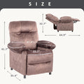Home Recliner Chair with Remote Control for Living Room, Single Velvet Ergonomic Recliner Chair with Cup Holders, for Home Theater Seating Living Room Lounge Chaise, Brown, S12561