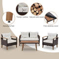 Patio Sofa Set, 4 Pieces Outdoor Sectional Furniture, All-Weather PE Rattan Wicker Patio Conversation Set, Cushioned Sofa Set with Coffee Table for Patio Garden Poolside Deck
