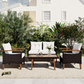 Patio Sofa Set, 4 Pieces Outdoor Sectional Furniture, All-Weather PE Rattan Wicker Patio Conversation Set, Cushioned Sofa Set with Coffee Table for Patio Garden Poolside Deck