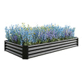 SEGMART Galvanized Raised Garden Bed, Planter Raised Garden Boxes Outdoor, Large Metal Planter Box Steel Kit for Plants, Flowers, Vegetables, Herbs, Green 7.6×3.7×0.98FT