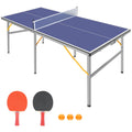 6ft Mid-Size Table Tennis Table Foldable, Portable Ping Pong Table Set for Indoor & Outdoor Games, SEGMART High-Performance Ping Pong Paddle 2 Player Set