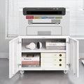 Wood File Cabinets with 2 Doors, Mobile Lateral Filing Cabinet, Printer Stand with Storage Shelves for Home Office, White