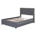 Upholstered Platform Bed with Trundle, Upholstered Bedframe w/2 Storage Drawers for Kids, Teens, Mattress Foundation for Bedroom, Guestroom, Dorm, No Box Spring Required