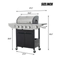 SEGMART 4 Burner Propane Gas Grill with Side Burner, Stainless Steel 38,200 BTU Outdoor Cooking BBQ Grill with Lid, Wheels, Shelves and Bottle Opener for Outdoor Cooking Picnic