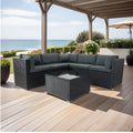 SEGMART 6 Pieces Outdoor Patio Furniture Set, Sectional Conversation Sofa Set, All-Weather Wicker Sectional Seating Group with 3 Storage Under Seat, Cushions & Coffee Table