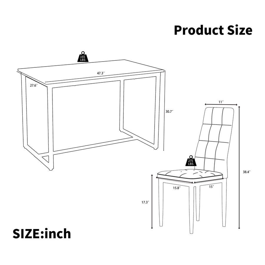 SEGMART Dining Table with 4 High-back Upholstered Chairs, Modern Dinette Set, Dining Table & Chairs Set for 4 Persons, Small Home Kitchen Dining Table Set, Ideal for Apartment Breakfast Nook
