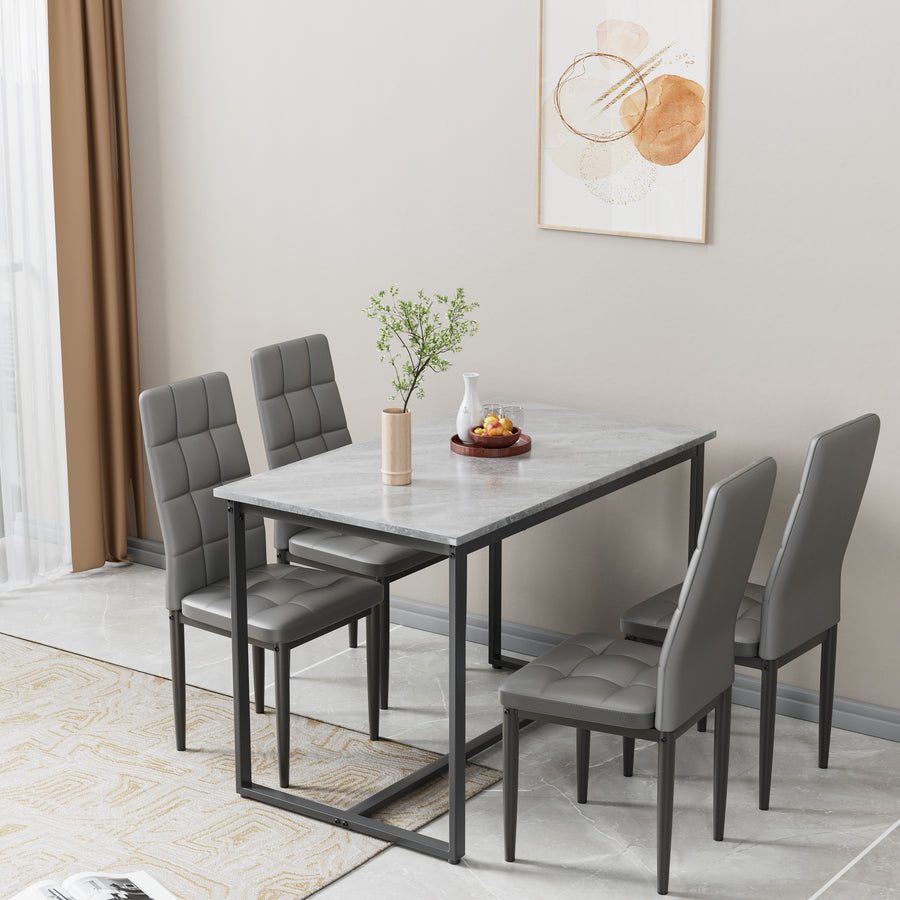 SEGMART Dining Table with 4 High-back Upholstered Chairs, Modern Dinette Set, Dining Table & Chairs Set for 4 Persons, Small Home Kitchen Dining Table Set, Ideal for Apartment Breakfast Nook