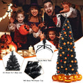 7.5FT Halloween Christmas Tree, Black Artificial Christmas Tree with Foldable Metal Stand, Pencil Xmas Tree for Halloween Holiday Carnival Party Decorations Indoor Outdoor, B6060