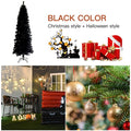 7.5FT Halloween Christmas Tree, Black Artificial Christmas Tree with Foldable Metal Stand, Pencil Xmas Tree for Halloween Holiday Carnival Party Decorations Indoor Outdoor, B6060