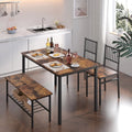 Dining Table Set, 4 Piece Dining Room Table Set for Small Spaces, Kitchen Table with 2 Chairs and a Long Bench, Space-Saving Table Set for Kitchen, Dining Room, Restaurant - Easy to Assemble