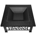 Segmart Fire Pit for Outside, 32" Wood Burning Square Fire Pits Table with Poker for Outdoor Backyard BBQ Heating, Black