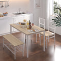 Dining Table Set, 4 Piece Dining Room Table Set for Small Spaces, Kitchen Table with 2 Chairs and a Long Bench, Space-Saving Table Set for Kitchen, Dining Room, Restaurant - Easy to Assemble