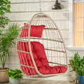 Hanging Egg Chair, Indoor Outdoor Swing Egg Chair Without Stand, Wicker Hammock Chair Swing with Cushion & Hanging Chain, Hanging Lounge Chair for Patio Backyard Balcony Garden Bedroom