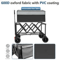 Outdoor Folding Utility Wagon, Collapsible Beach Wagon Cart with 360 Rotating Front Wheels and Drink Holders, Portable Garden Cart for Camping, Picnic, Beach