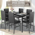 Dining Table with 6 High-back Upholstered Chairs, Modern Dinette Set, Dining Table and Chairs Set for 6 Persons, Small Home Kitchen Dining Table Set, Ideal for Apartment Breakfast Nook Bar, B1464