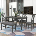 SEGMART 6 Piece Dining Table Set, Modern Home Dining Set with Table, Bench & 4 Cushioned Chairs, Wood Rectangular Table and Chair Set, Farmhouse Kitchen Table Set for Dining Room - Espresso, B1383