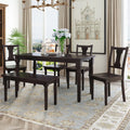 SEGMART 6 Piece Dining Table Set, Modern Home Dining Set with Table, Bench & 4 Cushioned Chairs, Wood Rectangular Table and Chair Set, Farmhouse Kitchen Table Set for Dining Room - Espresso, B1383