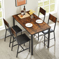 5 Pieces Dining Room Set, Industrial Style Dining Table Set with 4 PU Upholstered Chairs, Dining Table and Chairs Set, Metal Frame and Wood Top Table Kitchen Furniture Set for Dining Room