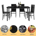 5 Piece Dining Table Set, Modern Faux Marble Tabletop and 4 PU Leather Upholstered Chairs, Rectangle Kitchen Table and Chairs for 4 Persons, Small Dining Set for Bar Dining Room Breakfast Nook